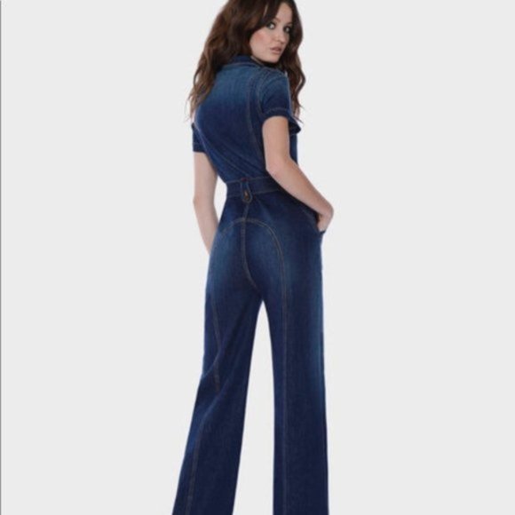 Alice Olivia Dark Blue Denim Jumpsuit US 29 - Picture 2 of 14